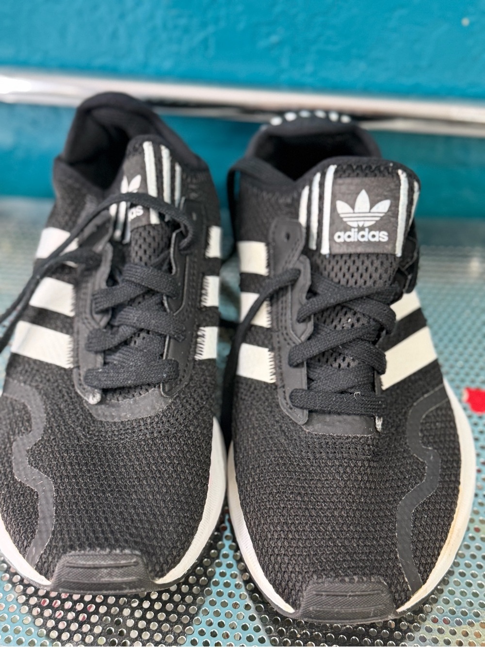 adidas Black and White Men's Sneakers with Three-Stripes